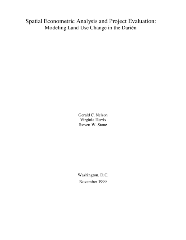 (PDF) Spatial Econometric Analysis and Project Evaluation: Modeling ...