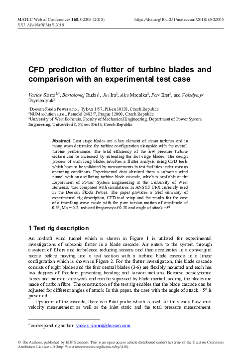 (PDF) CFD prediction of flutter of turbine blades and comparison with ...