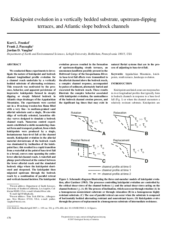 (PDF) Knickpoint evolution in a vertically bedded substrate, upstream ...