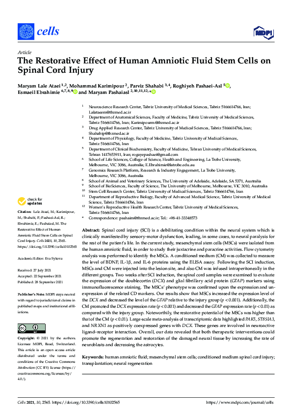 (PDF) The Restorative Effect of Human Amniotic Fluid Stem Cells on ...