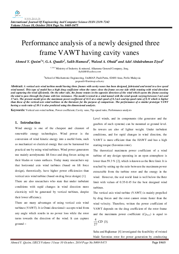 (PDF) Performance analysis of a newly designed three frame VAWT having ...