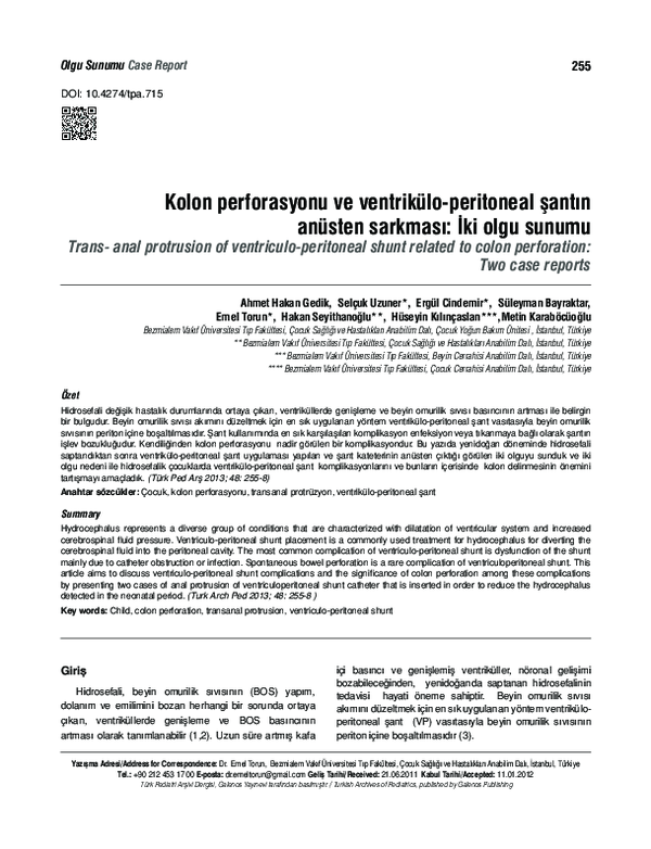 (PDF) Trans-Anal Protrusion of Ventriculo-Peritoneal Shunt Catheter