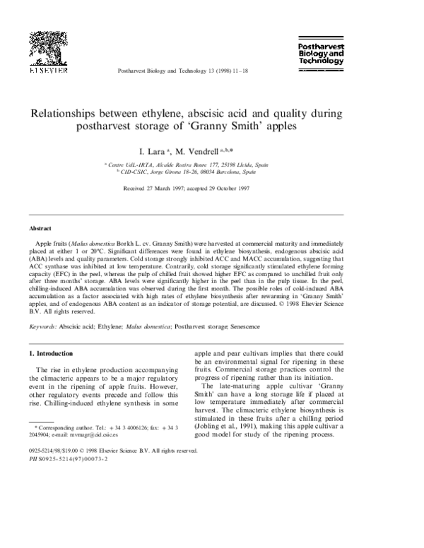 (PDF) Relationships between ethylene, abscisic acid and quality during ...