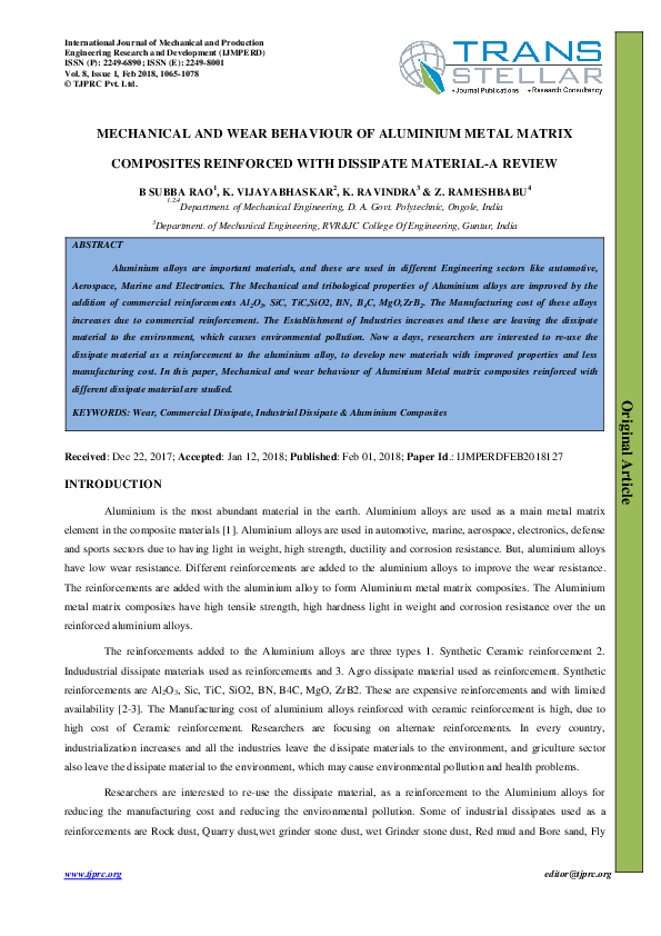(PDF) Mechanical and Wear Behaviour of Aluminium Metal Matrix Hybrid ...