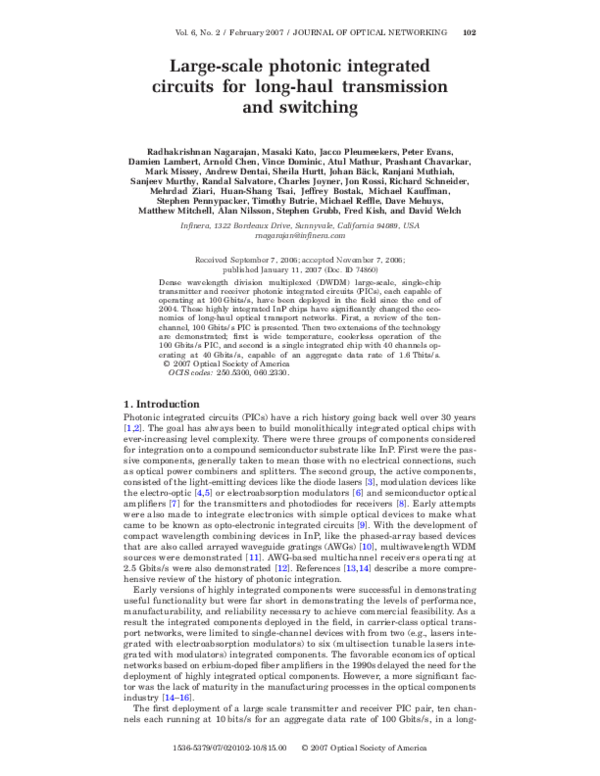 (PDF) Largescale photonic integrated circuits for longhaul