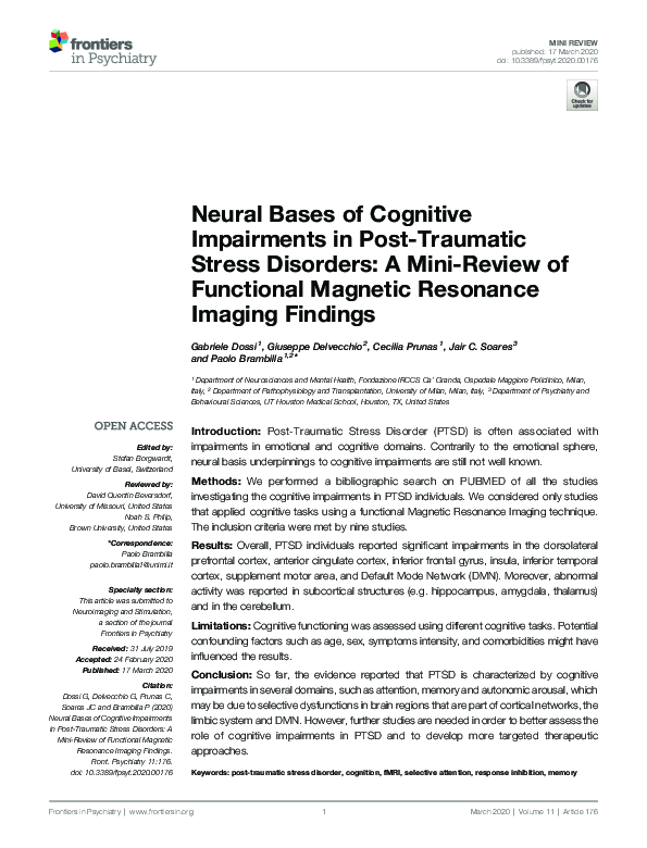 (PDF) Neural Bases of Cognitive Impairments in Post-Traumatic Stress ...