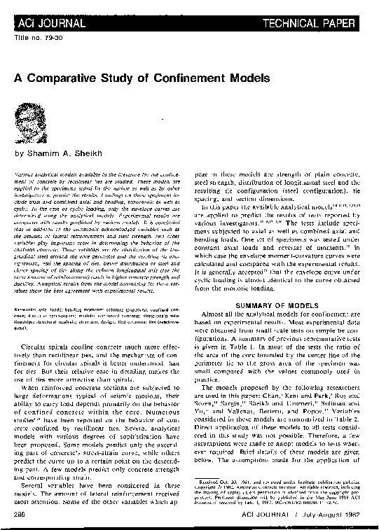 (PDF) A Comparative Study of Confinement Models