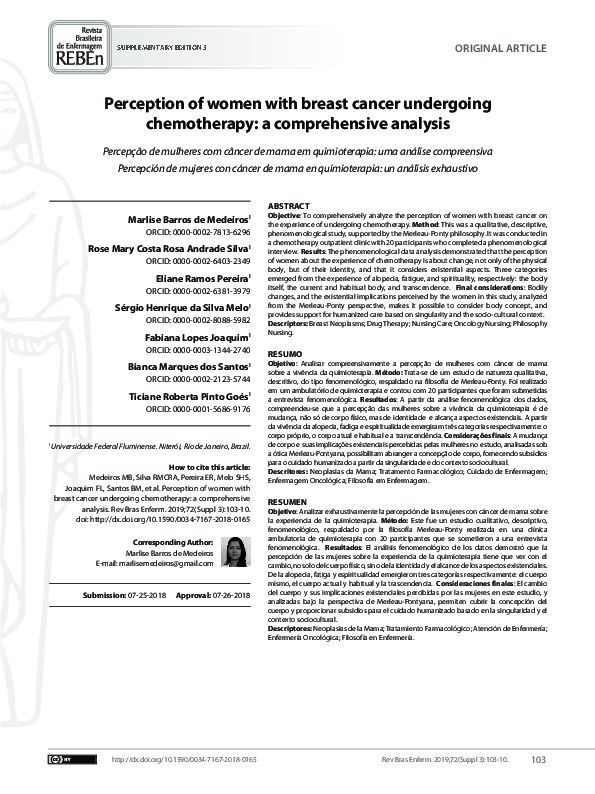 (PDF) Perception of women with breast cancer undergoing chemotherapy: a ...