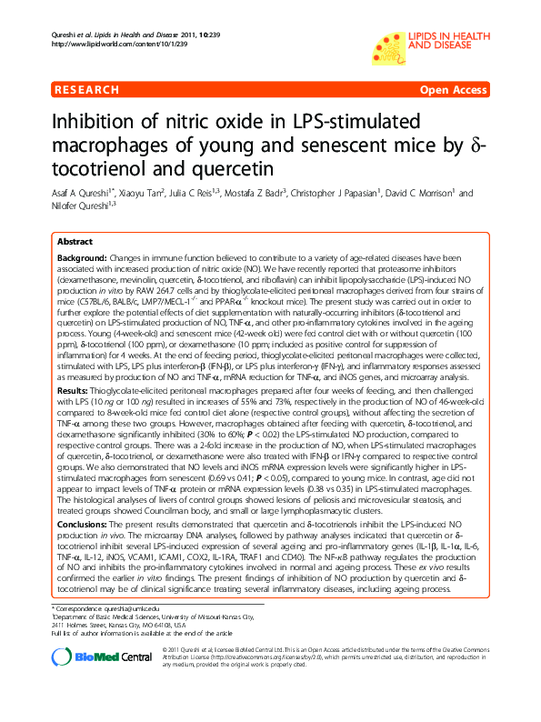(PDF) Inhibition of nitric oxide in LPS-stimulated macrophages of young ...