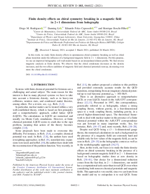 (PDF) Finite density effects on chiral symmetry breaking in a magnetic ...