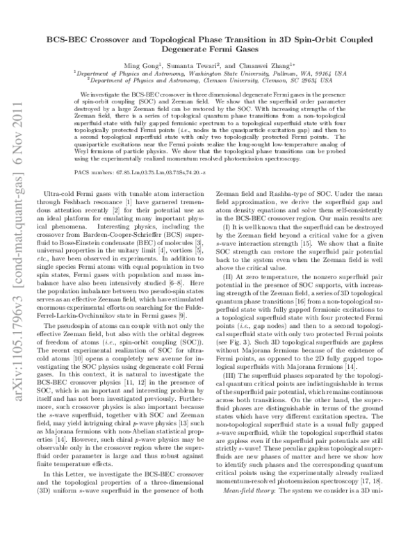 (PDF) BCS-BEC Crossover and Topological Phase Transition in 3D Spin ...
