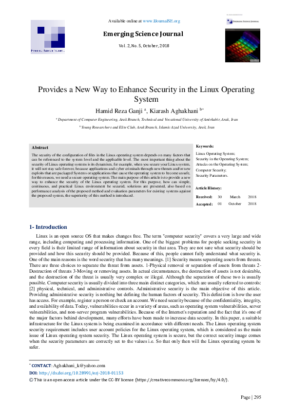 (PDF) Provides a New Way to Enhance Security in the Linux Operating System