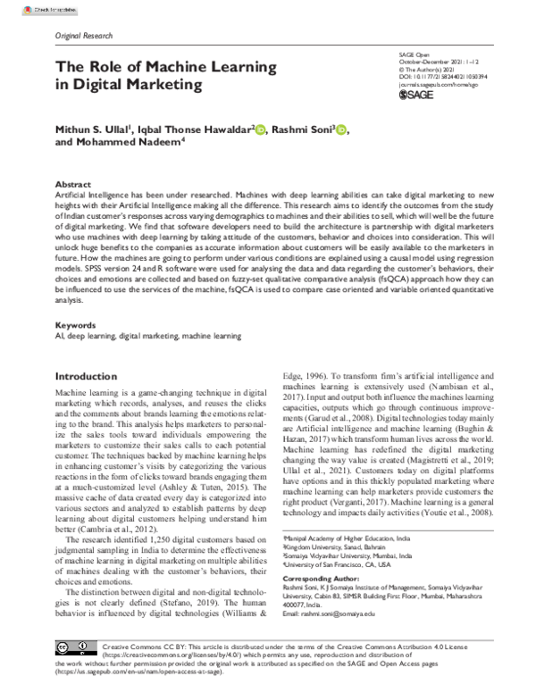 (PDF) The Role of Machine Learning in Digital Marketing