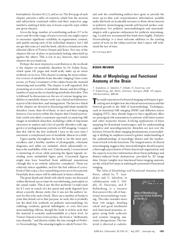 (PDF) Atlas of morphology and functional anatomy of the brain