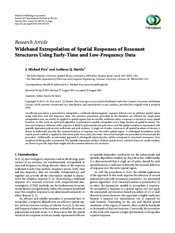 (PDF) Wideband Extrapolation of Spatial Responses of Resonant ...