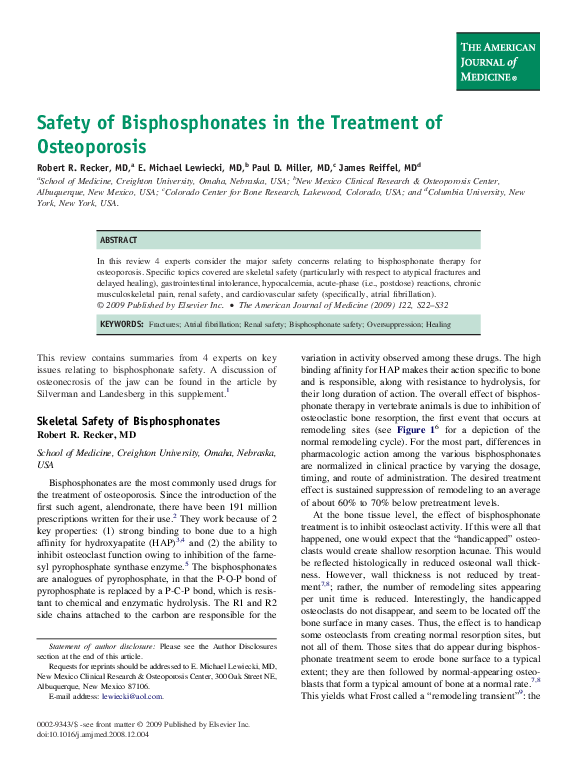 (PDF) Safety of Bisphosphonates in the Treatment of Osteoporosis