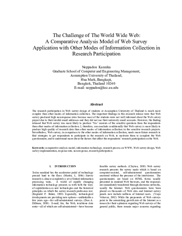 (PDF) The Challenge of The World Wide Web: A Comparative Analysis Model ...