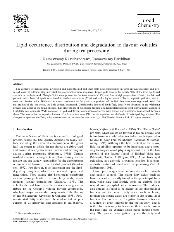 (PDF) Lipid occurrence, distribution and degradation to flavour ...
