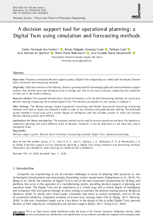 (PDF) A decision support tool for operational planning: a Digital Twin ...