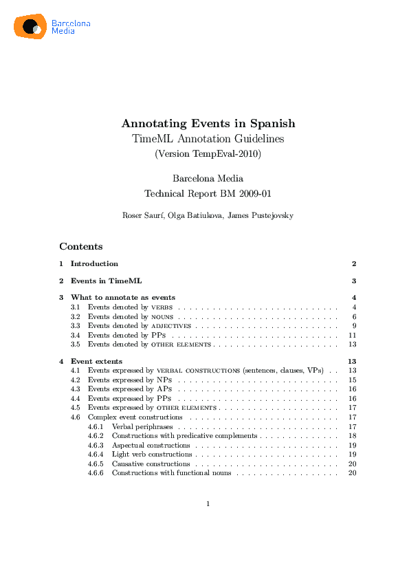 (PDF) Annotating events in spanish. timeml annotation guidelines