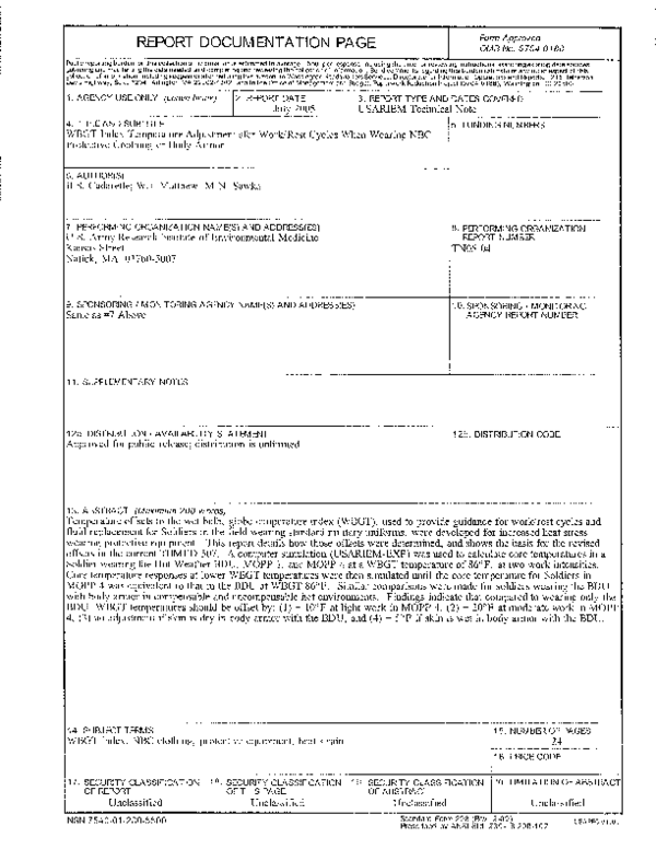(PDF) WBGT Index Temperature Adjustments for Work/Rest Cycles When ...