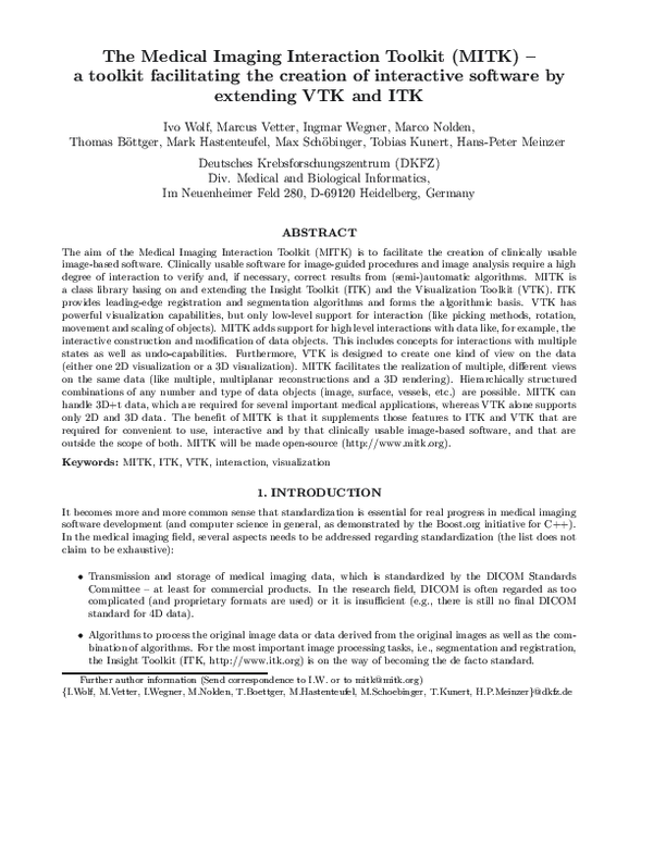 (PDF) The medical imaging interaction toolkit (MITK): a toolkit ...