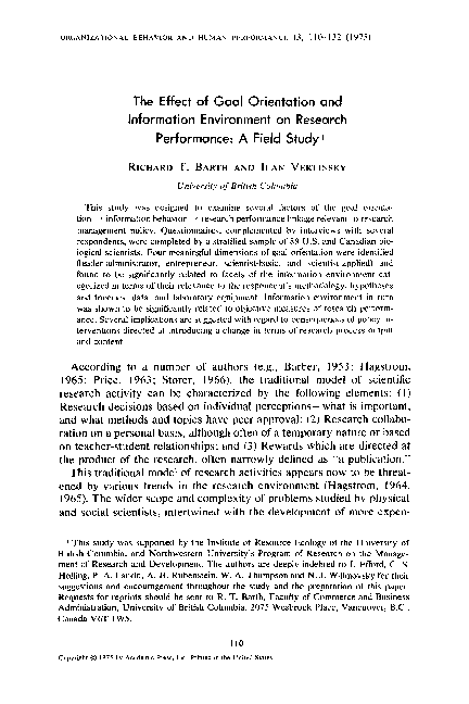 (PDF) The effect of goal orientation and information environment on ...