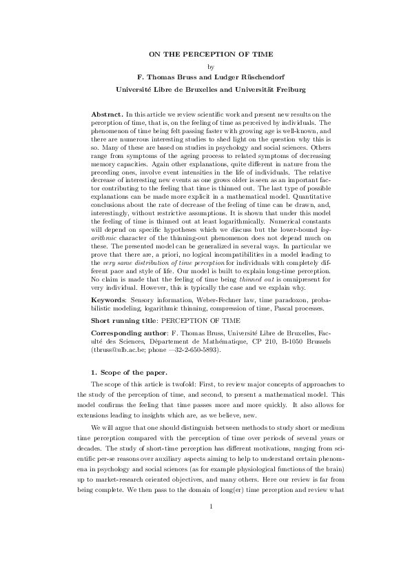 (PDF) On the Perception of Time