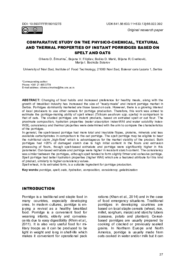 (PDF) Comparative study on the physico-chemical, textural and thermal ...
