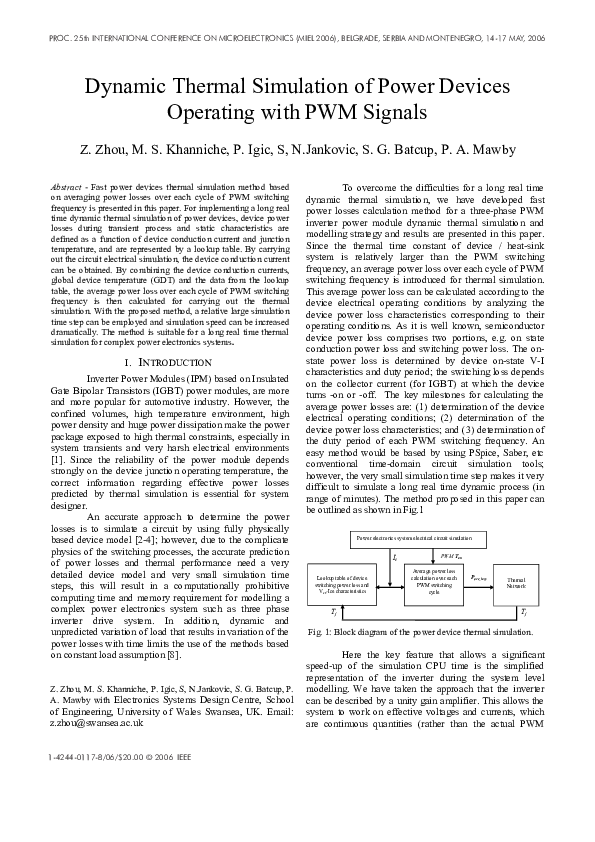 (PDF) Dynamic Thermal Simulation of Power Devices Operating with PWM ...