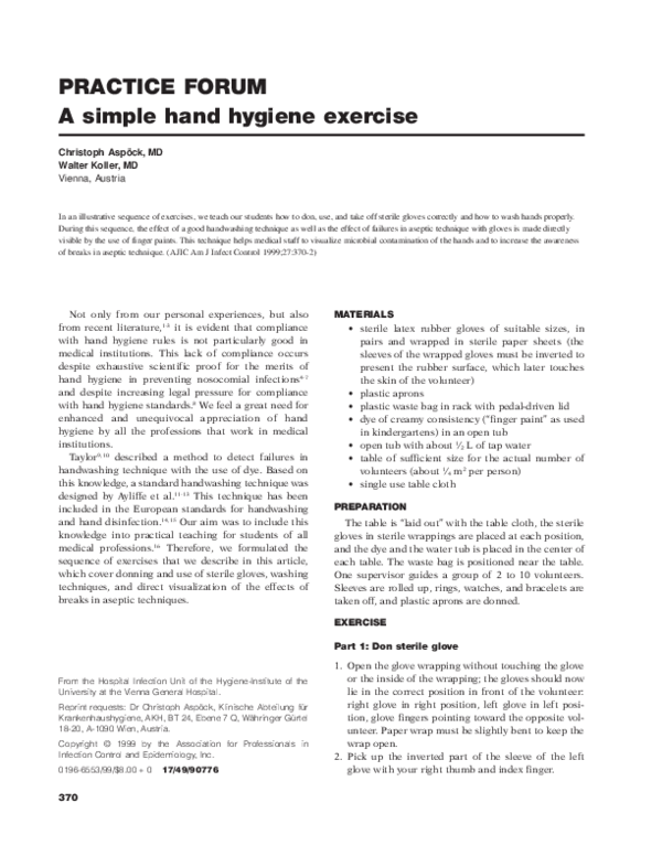 (PDF) A simple hand hygiene exercise W. Koller Academia.edu