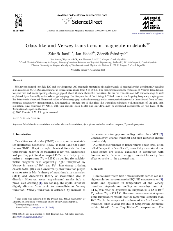 (PDF) Glass-like and Verwey transitions in magnetite in details