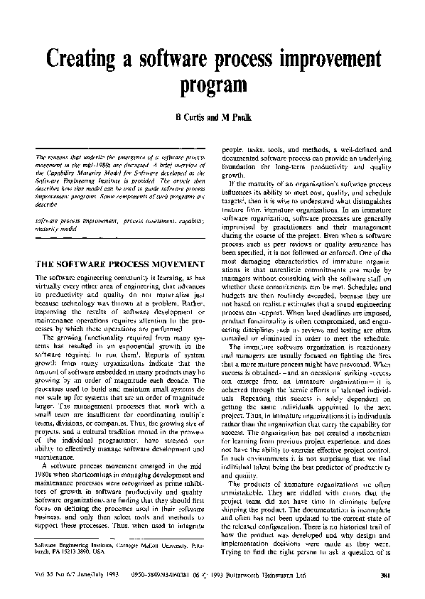 (PDF) Creating a software process improvement program