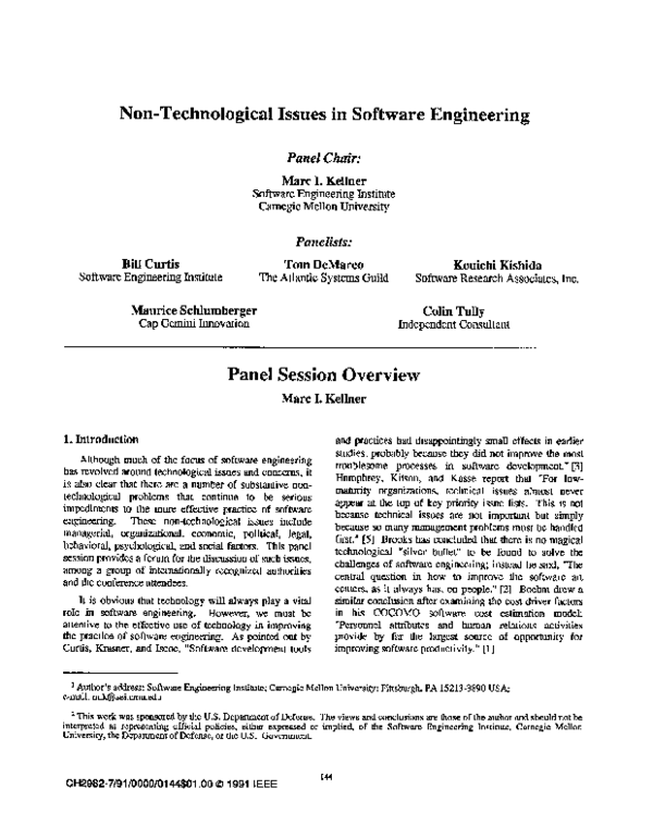 (PDF) Nontechnological issues in software engineering