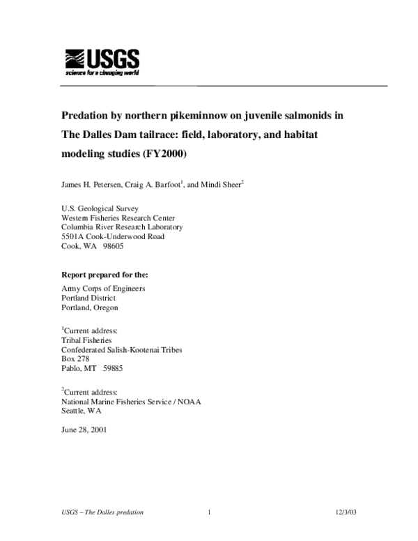 (PDF) Predation by northern pikeminnow on juvenile salmonids in The