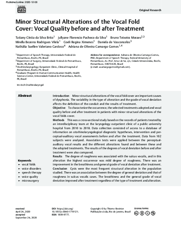 (PDF) Minor Structural Alterations of the Vocal Fold Cover: Vocal ...