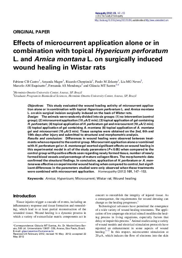 (PDF) Effects of microcurrent application alone or in combination with ...