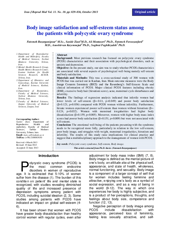 (PDF) Body image satisfaction and self-esteem status among the patients ...
