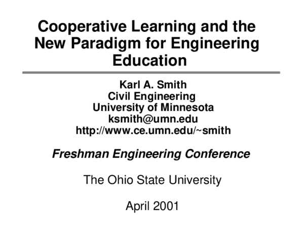 (PDF) Cooperative learning and the new paradigm for engineering education