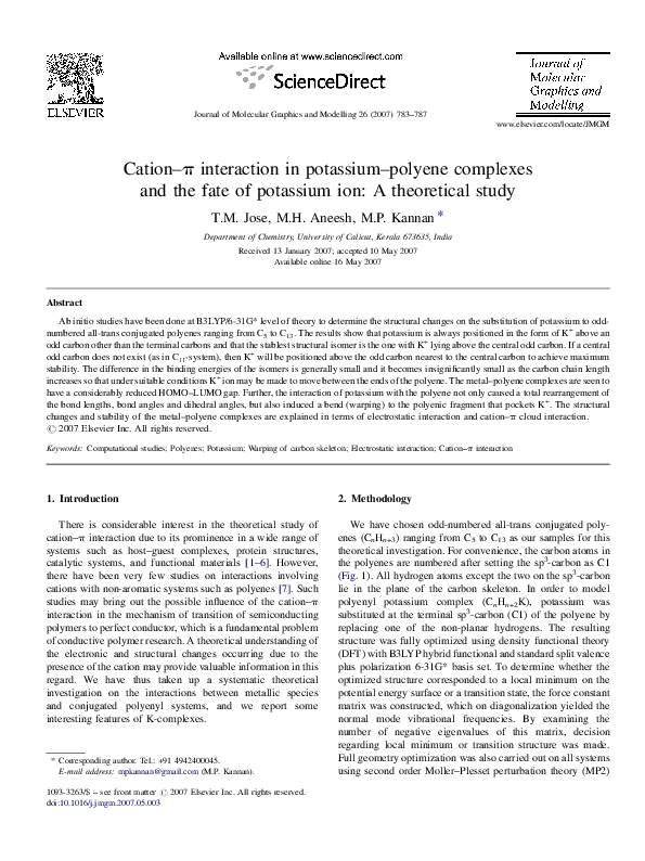 (PDF) Cation–π interaction in potassium–polyene complexes and the fate ...