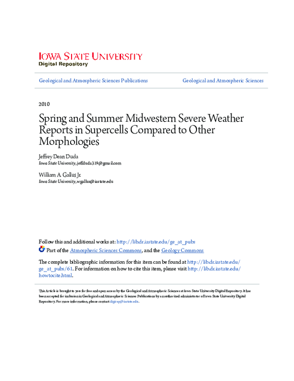 (PDF) Spring and Summer Midwestern Severe Weather Reports in Supercells ...