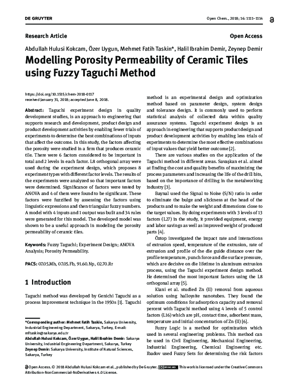 (PDF) Modelling Porosity Permeability of Ceramic Tiles using Fuzzy ...