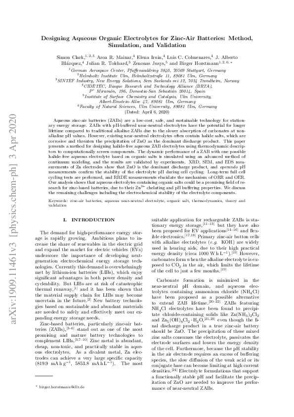 (PDF) Designing Aqueous Organic Electrolytes for Zinc–Air Batteries ...