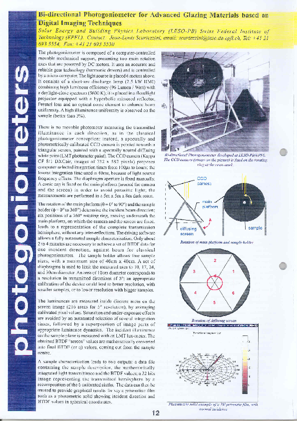 (PDF) Bidirectional photogoniometer for advanced glazing materials ...