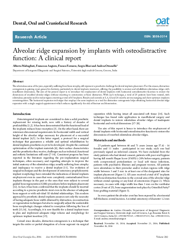 (PDF) Alveolar ridge expansion by implants with osteodistractive ...
