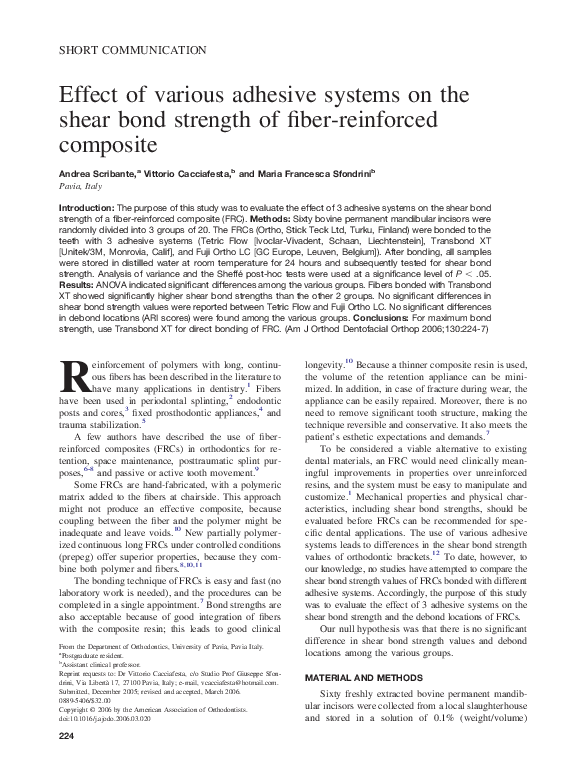 (PDF) Effect of various adhesive systems on the shear bond strength of ...