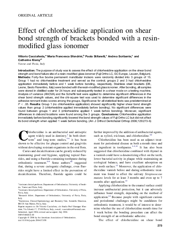 (PDF) Effect of chlorhexidine application on shear bond strength of ...