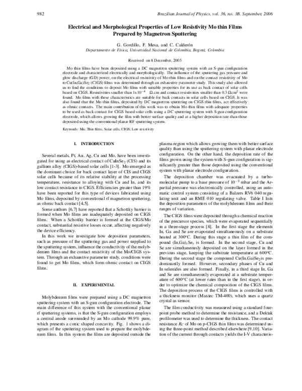 (PDF) Electrical and morphological properties of low resistivity Mo ...