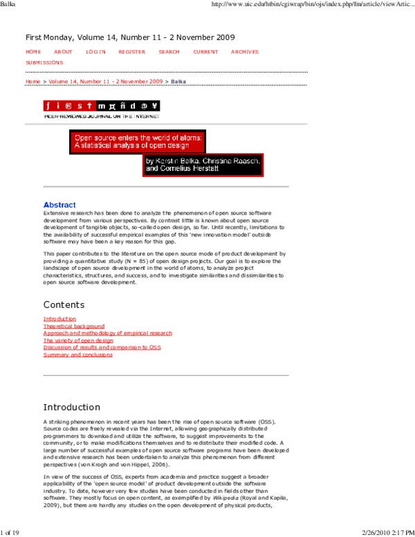 (PDF) Open source enters the world of atoms: A statistical analysis of ...