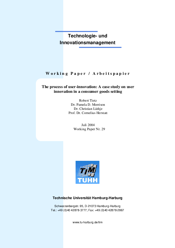 (PDF) The process of user-innovation: a case study on user innovation ...